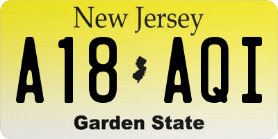NJ license plate A18AQI