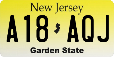 NJ license plate A18AQJ