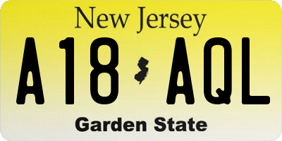 NJ license plate A18AQL
