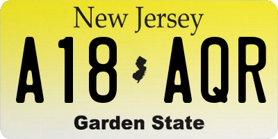 NJ license plate A18AQR