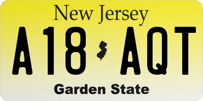 NJ license plate A18AQT
