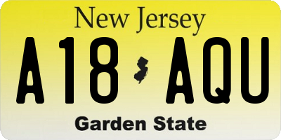 NJ license plate A18AQU