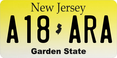 NJ license plate A18ARA