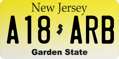NJ license plate A18ARB