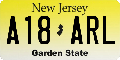 NJ license plate A18ARL