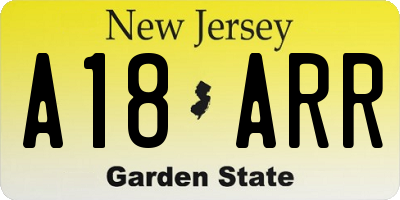 NJ license plate A18ARR