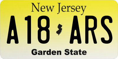 NJ license plate A18ARS