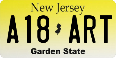 NJ license plate A18ART