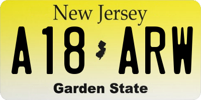 NJ license plate A18ARW