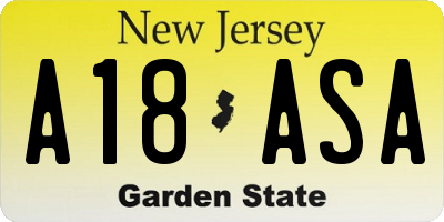 NJ license plate A18ASA