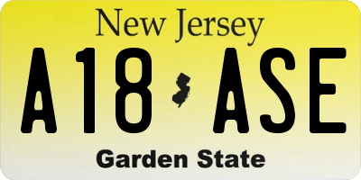 NJ license plate A18ASE