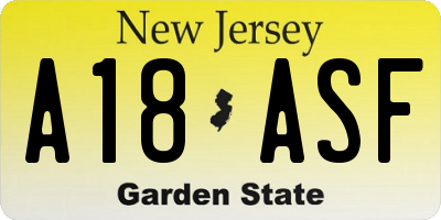 NJ license plate A18ASF