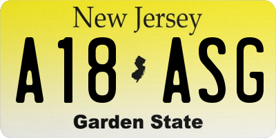 NJ license plate A18ASG