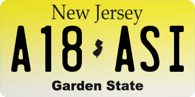 NJ license plate A18ASI