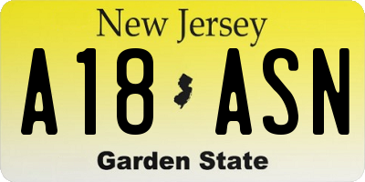 NJ license plate A18ASN