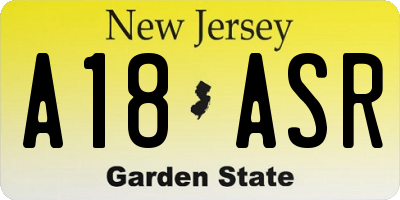 NJ license plate A18ASR