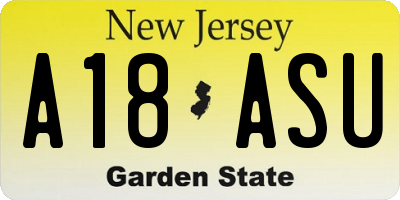 NJ license plate A18ASU