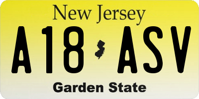 NJ license plate A18ASV