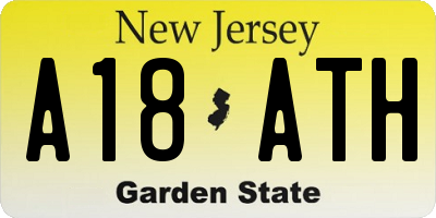 NJ license plate A18ATH