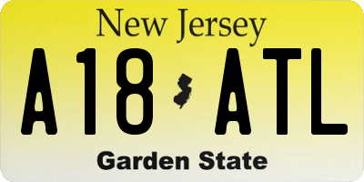 NJ license plate A18ATL