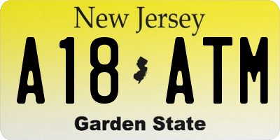 NJ license plate A18ATM