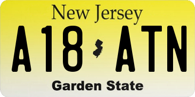 NJ license plate A18ATN