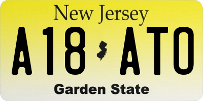 NJ license plate A18ATO