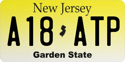 NJ license plate A18ATP