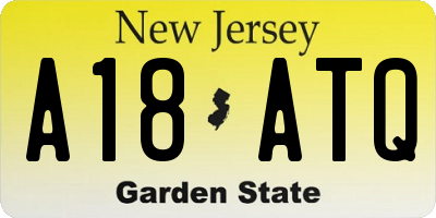 NJ license plate A18ATQ