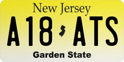 NJ license plate A18ATS