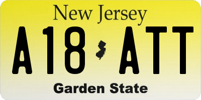 NJ license plate A18ATT