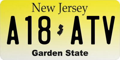 NJ license plate A18ATV