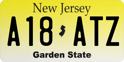 NJ license plate A18ATZ