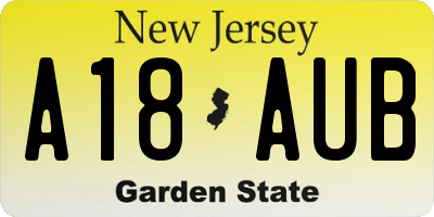 NJ license plate A18AUB