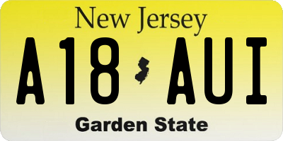 NJ license plate A18AUI