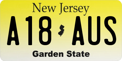 NJ license plate A18AUS