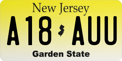 NJ license plate A18AUU