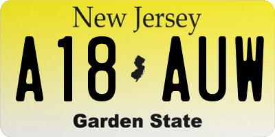 NJ license plate A18AUW