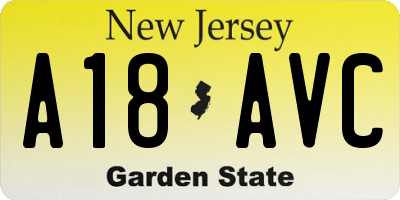 NJ license plate A18AVC