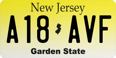 NJ license plate A18AVF