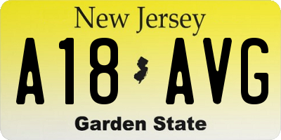 NJ license plate A18AVG