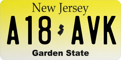 NJ license plate A18AVK