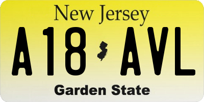 NJ license plate A18AVL