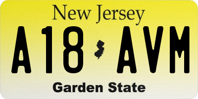 NJ license plate A18AVM