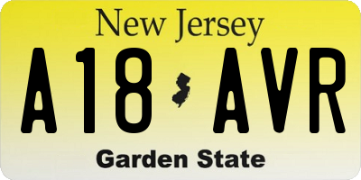 NJ license plate A18AVR