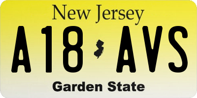 NJ license plate A18AVS