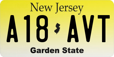 NJ license plate A18AVT