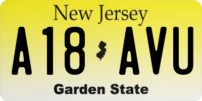 NJ license plate A18AVU