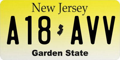 NJ license plate A18AVV