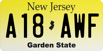 NJ license plate A18AWF